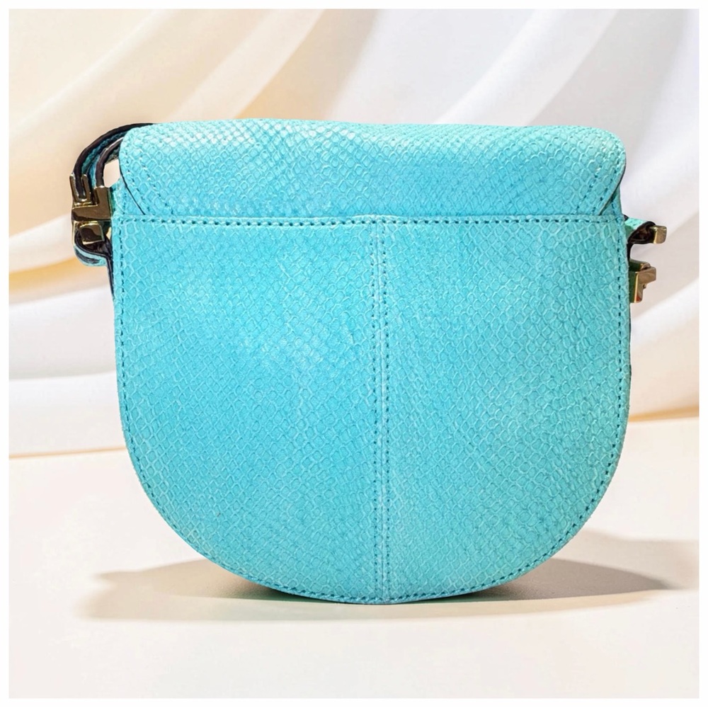 Stefano Orsi Firenze Turquoise Leather Saddle Crossbody Bag Gold Hardware Italy